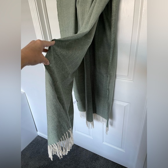 Ale Hop‎ Green Modern Lightweight Blanket Scarf Tassels New NWOT - Picture 2 of 4